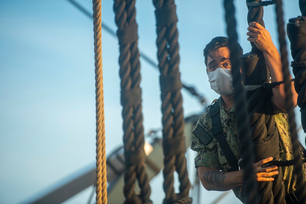 USS Constitution Conducts Climbing Aloft