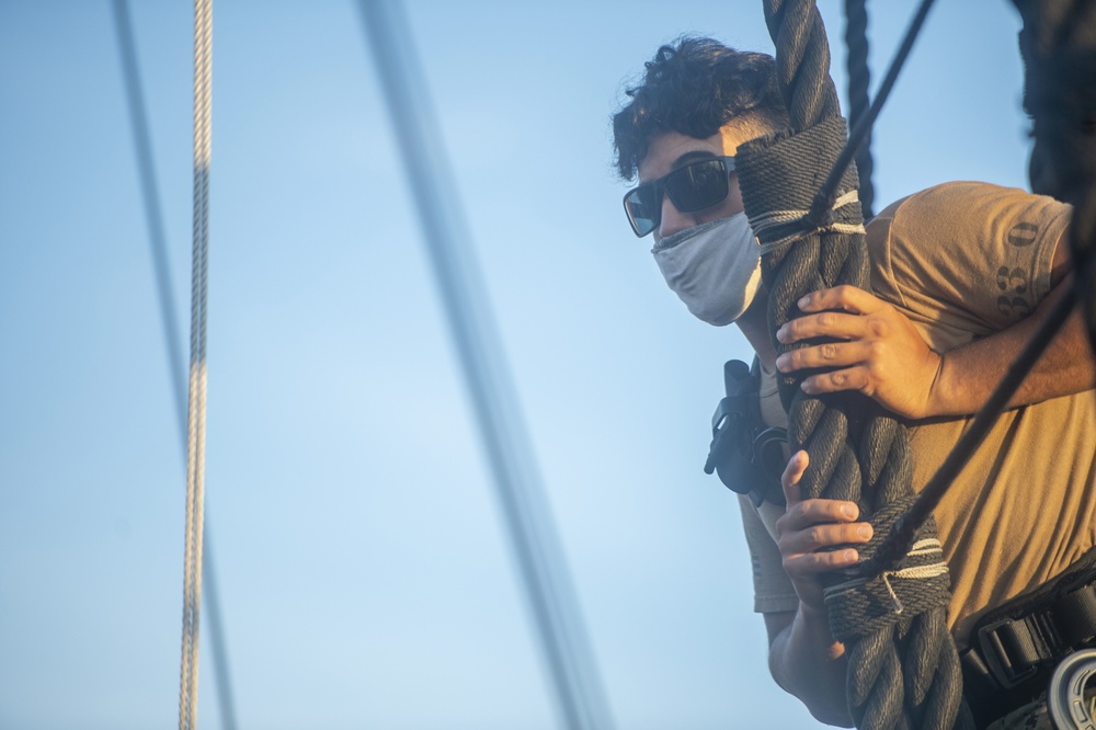 USS Constitution Conducts Climbing Aloft