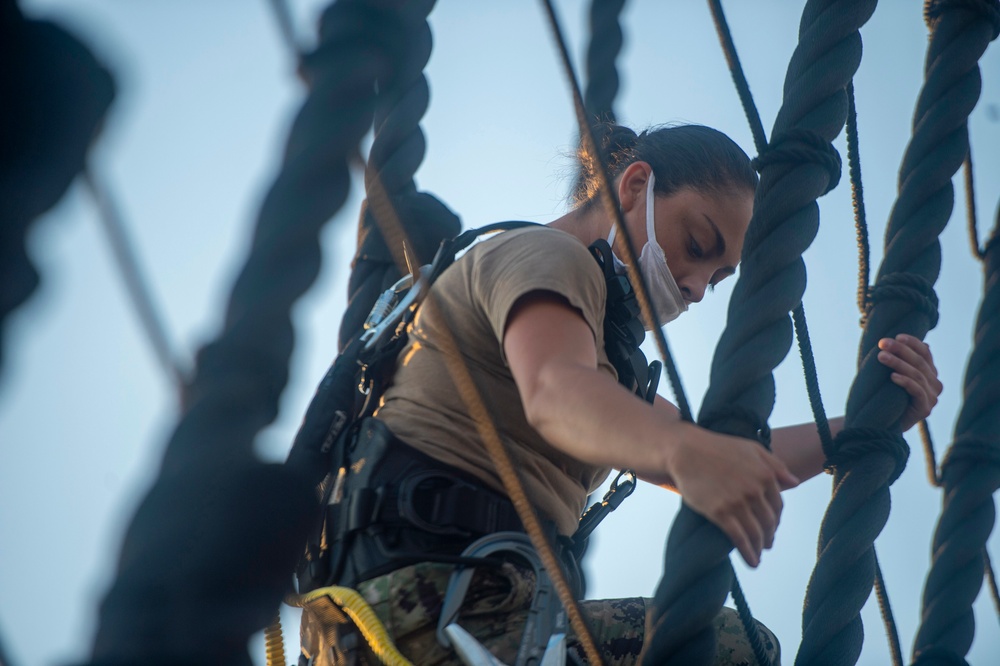 USS Constitution Conducts Climbing Aloft