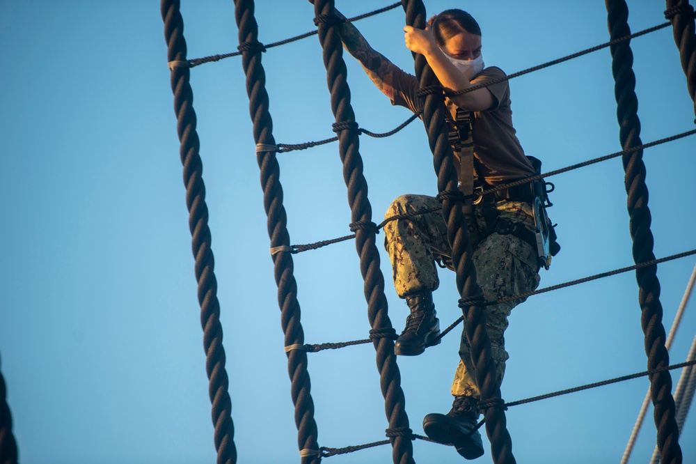 USS Constitution Conducts Climbing Aloft