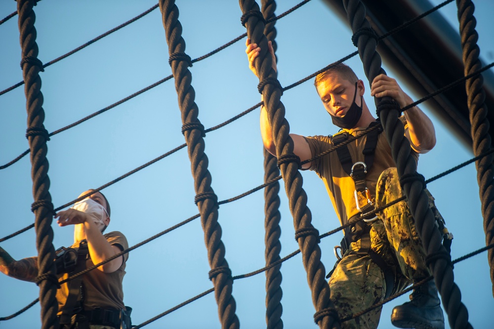 USS Constitution Conducts Climbing Aloft