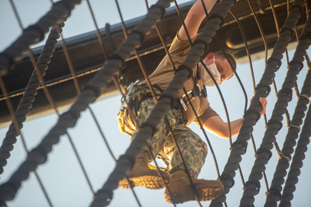 USS Constitution Conducts Climbing Aloft