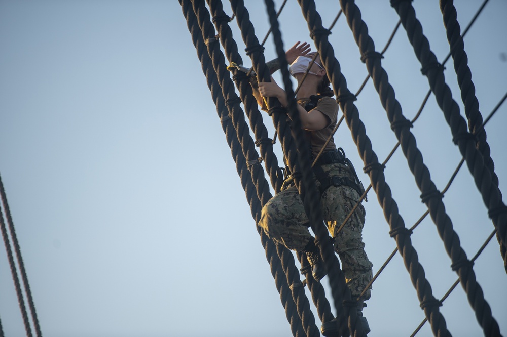 USS Constitution Conducts Climbing Aloft