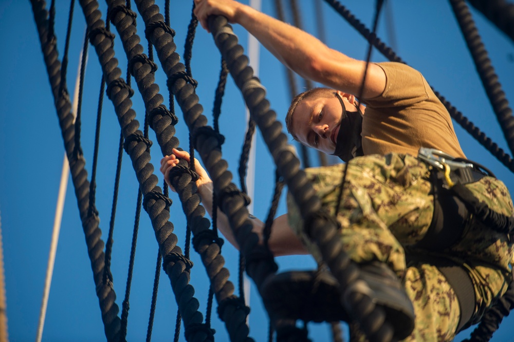 USS Constitution Conducts Climbing Aloft