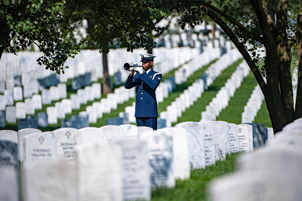 Modified Military Funeral Honors are Conducted for U.S. Coast Guard Seaman Ethan Kelch in Section 64