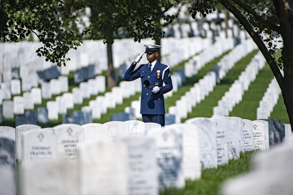 Modified Military Funeral Honors are Conducted for U.S. Coast Guard Seaman Ethan Kelch in Section 64