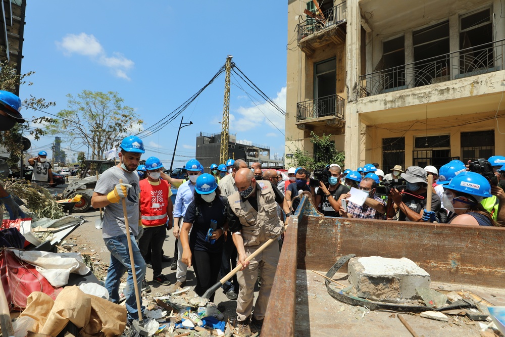 Acting AAID views damage from recent explosion in Beirut