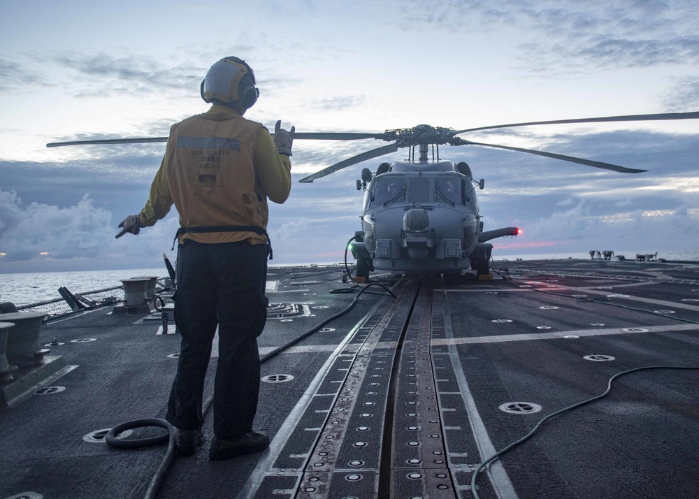 USS Mustin Conducts Flight Quarters