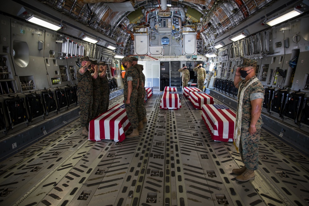 Remains of Marines, Sailor with 15th MEU transferred to Dover AFB