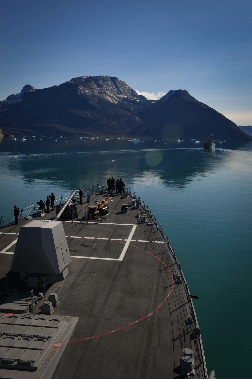USS Thomas Hudner (DDG 116) transits Godthab’s Fjord During Nanook 2020
