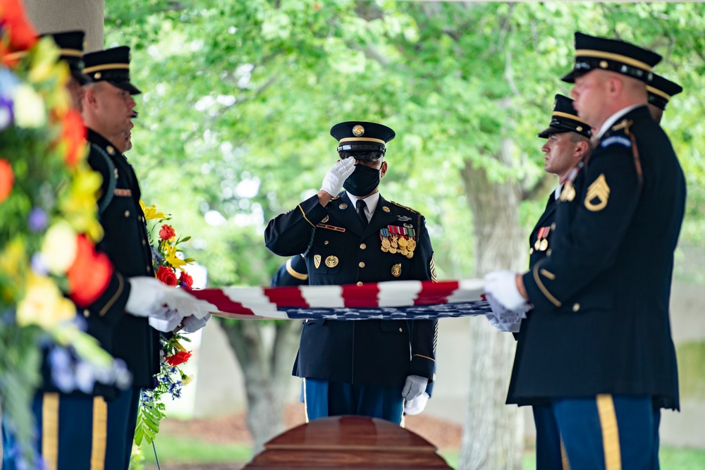 Modified Military Funeral Honors With Funeral Escort Are Conducted For U.S. Army Cpl. Ralph Cale in Section 60