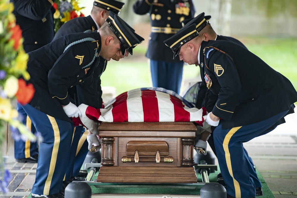 Modified Military Funeral Honors With Funeral Escort Are Conducted For U.S. Army Cpl. Ralph Cale in Section 60