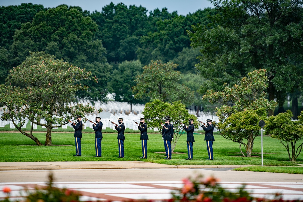 Modified Military Funeral Honors With Funeral Escort Are Conducted For U.S. Army Cpl. Ralph Cale in Section 60