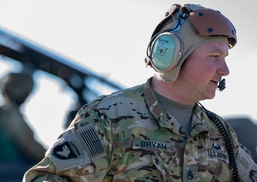 15Y reload AH-64 Apaches during Aerial Gunnery at PTA