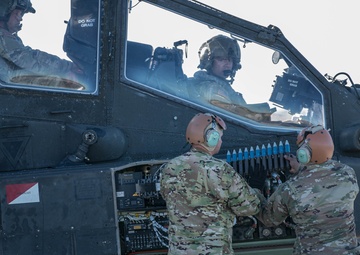 15Y reload AH-64 Apaches during Aerial Gunnery at PTA