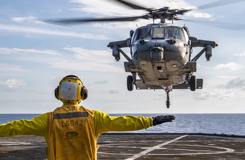 The “Archangels” of Helicopter Sea Combat Squadron (HSC) 25 Detachment 6 Conduct Deck Landing Qualifications aboard USS Germantown (LSD 42)
