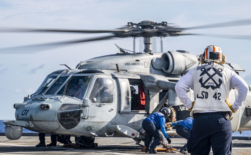 The “Archangels” of Helicopter Sea Combat Squadron (HSC) 25 Detachment 6 Conduct Deck Landing Qualifications aboard USS Germantown (LSD 42)