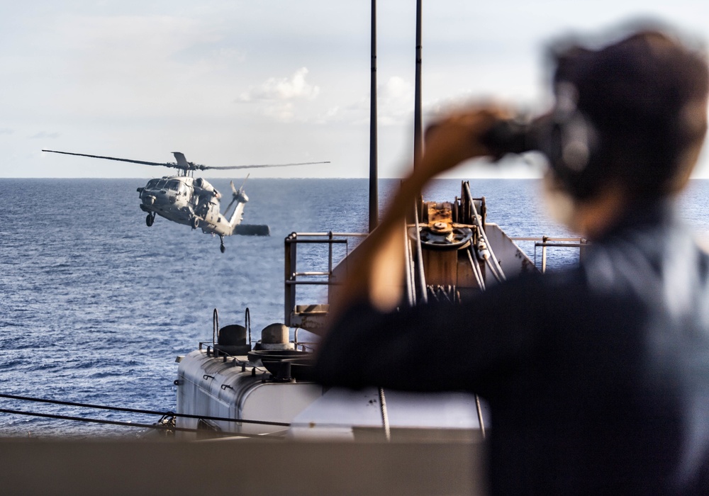 The “Archangels” of Helicopter Sea Combat Squadron (HSC) 25 Detachment 6 Conduct Deck Landing Qualifications aboard USS Germantown (LSD 42)