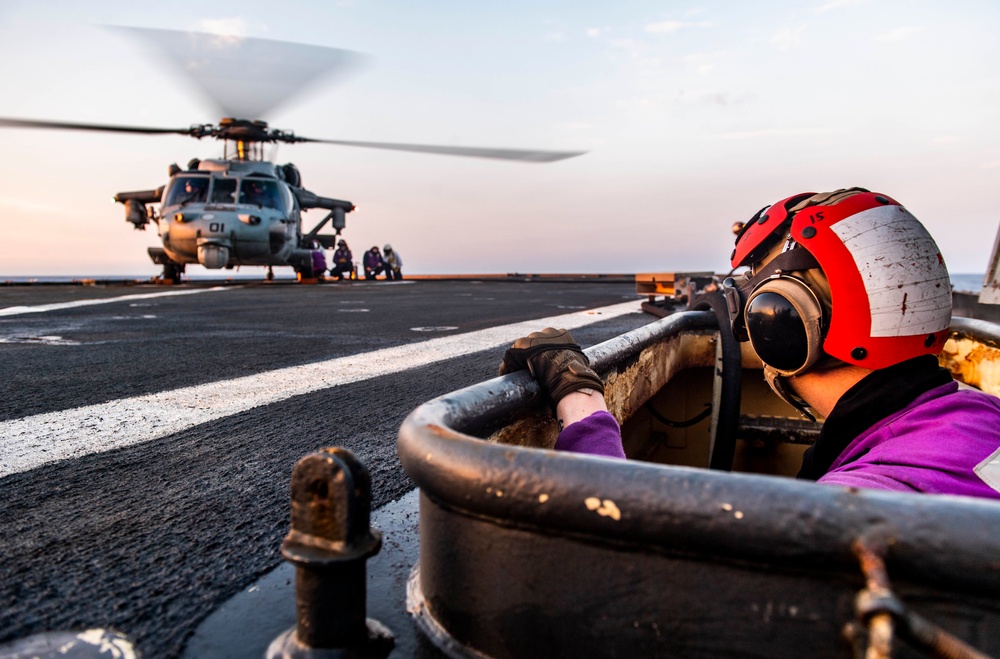 The “Archangels” of Helicopter Sea Combat Squadron (HSC) 25 Detachment 6 Conduct Deck Landing Qualifications aboard USS Germantown (LSD 42)