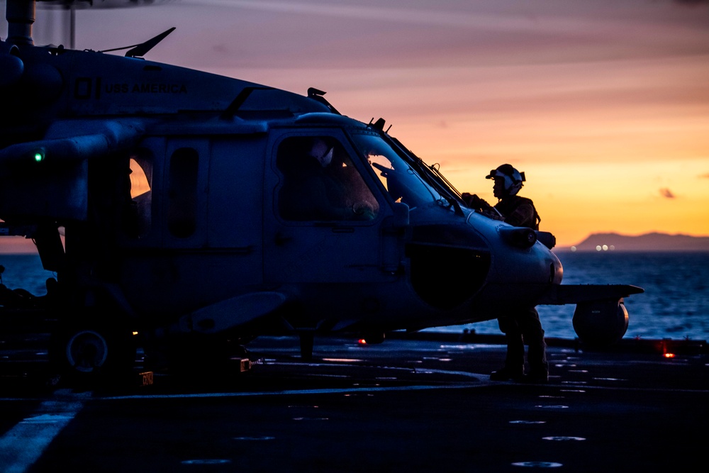 The “Archangels” of Helicopter Sea Combat Squadron (HSC) 25 Detachment 6 Conduct Deck Landing Qualifications aboard USS Germantown (LSD 42)