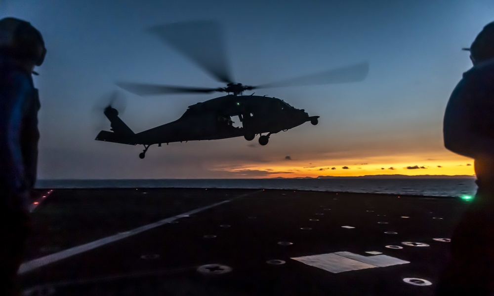 The “Archangels” of Helicopter Sea Combat Squadron (HSC) 25 Detachment 6 Conduct Deck Landing Qualifications aboard USS Germantown (LSD 42)