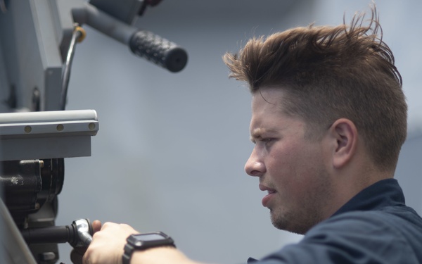 Rafael Peralta Sailor Readies Mk 38 Gun-Mount for Live-Fire