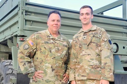 Father and son deployed together promoted