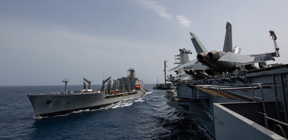 Nimitz conducts replenishment-at-sea.