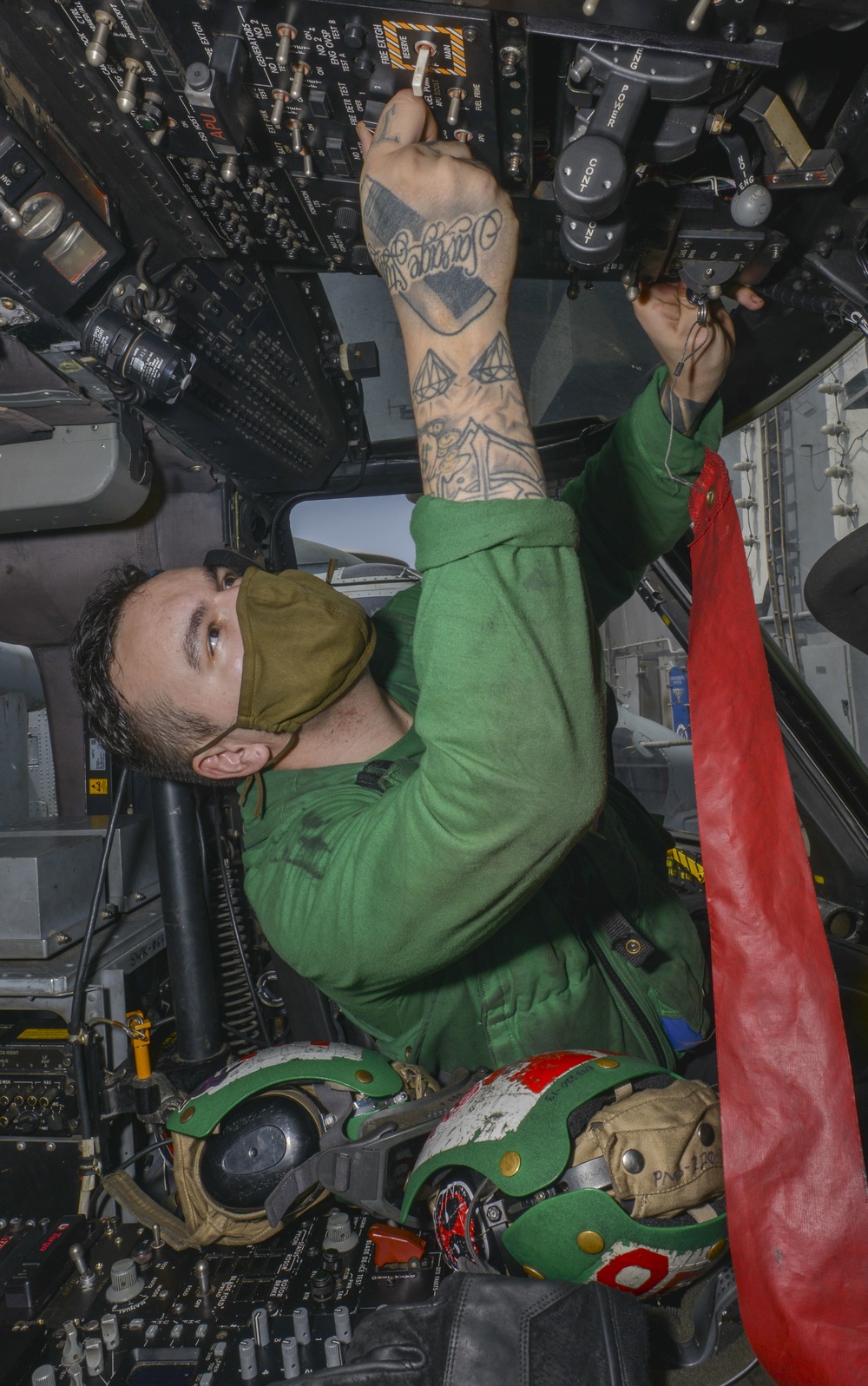 Aviation Electrician's Mate Performs Fire Detector Troubleshooting Aboard MH-60S Sea Hawk Helicopter, From The “Screamin’ Indians” Of Helicopter Sea Combat Squadron (HSC) 6,