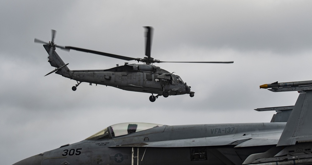 An MH-60S Sea Hawk Takes Off Of The Flight Deck Aboard Nimitz