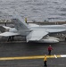 An F/A-18E Super Hornet, from the “Kestrels” of Strike Fighter Squadron (VFA) 137, prepares to launch off the flight deck of the aircraft carrier USS Nimitz (CVN 68).