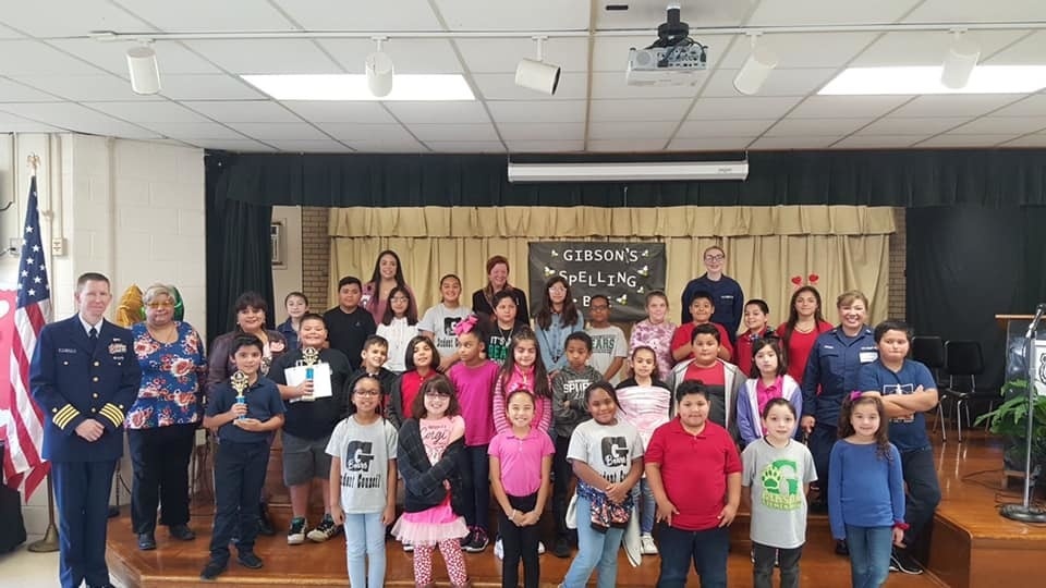 Coast Guard Sector/Air Station Corpus Christi crew members attend Gibson Elementary Spelling Bee