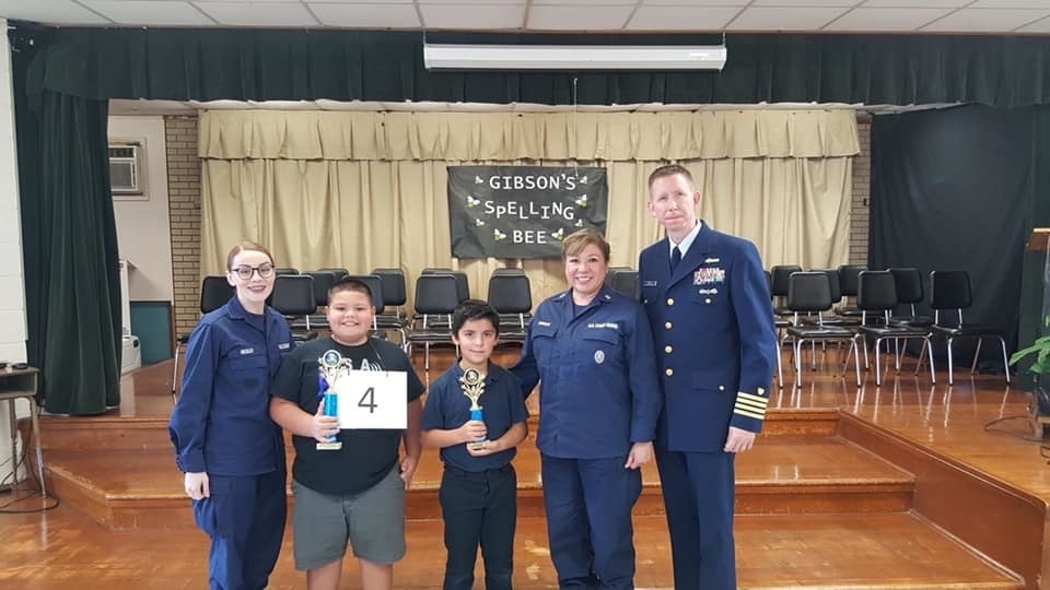 Coast Guard Sector/Air Station Corpus Christi crew members attend Gibson Elementary Spelling Bee