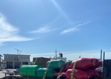 Coast Guard Aids to Navigation Teams repair buoys in Corpus Christi, Texas, following Hurricane Hanna