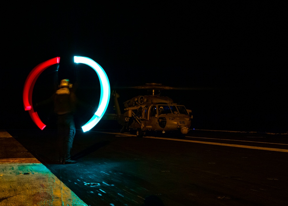 Sailors Conduct Night Flight Operations