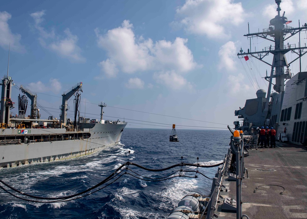 USS Mustin Conducts Replenishment-at-Sea