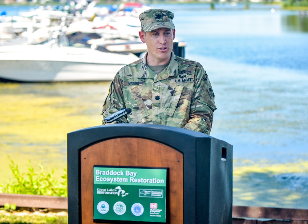 Braddock Bay ecosystem restoration project completion media event