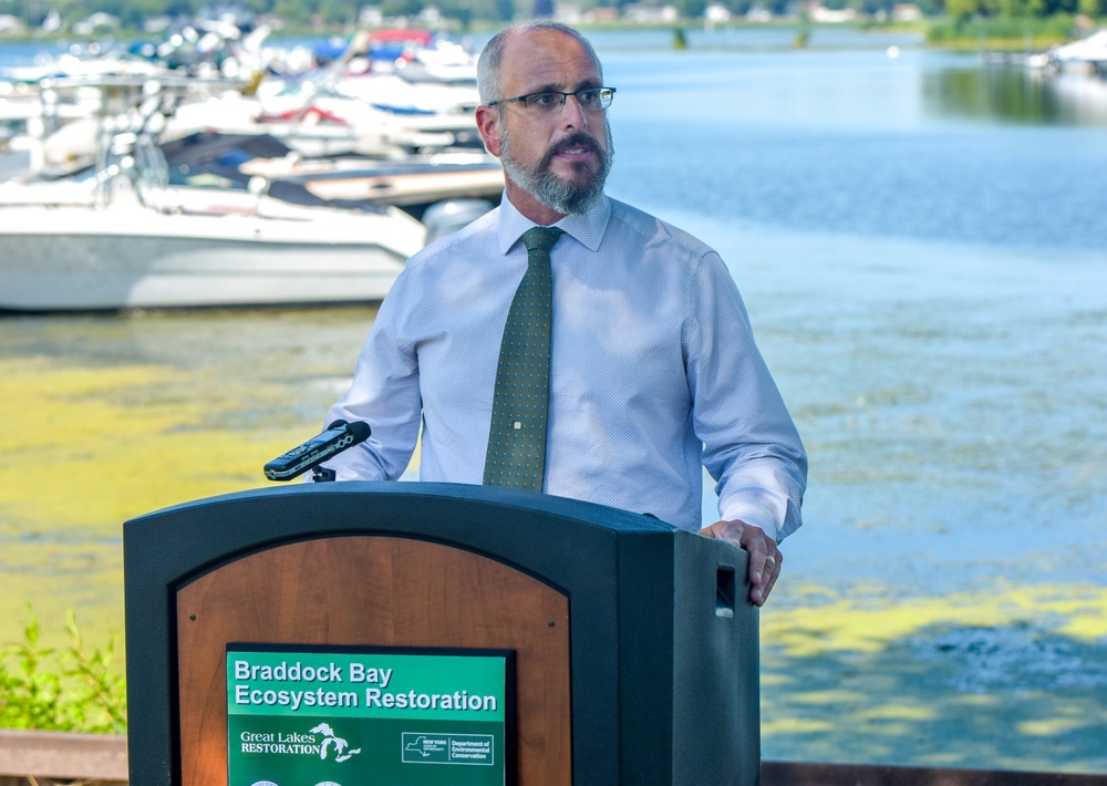 Braddock Bay ecosystem restoration project completion media event