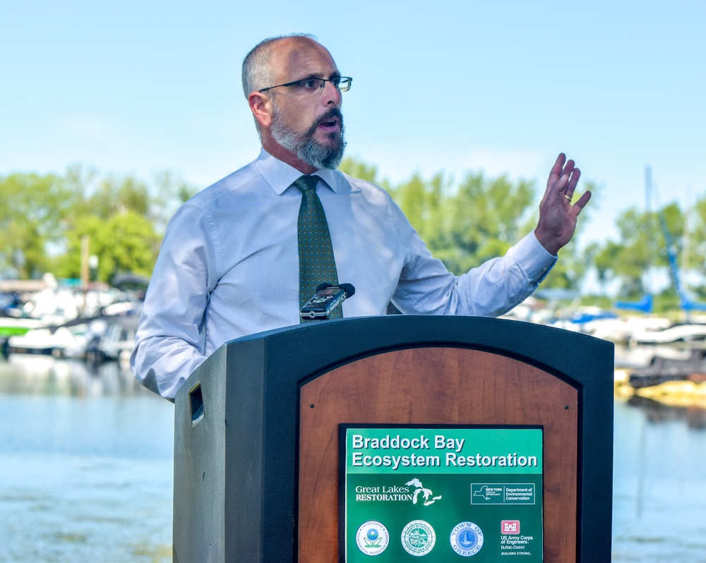 Braddock Bay ecosystem restoration project completion media event