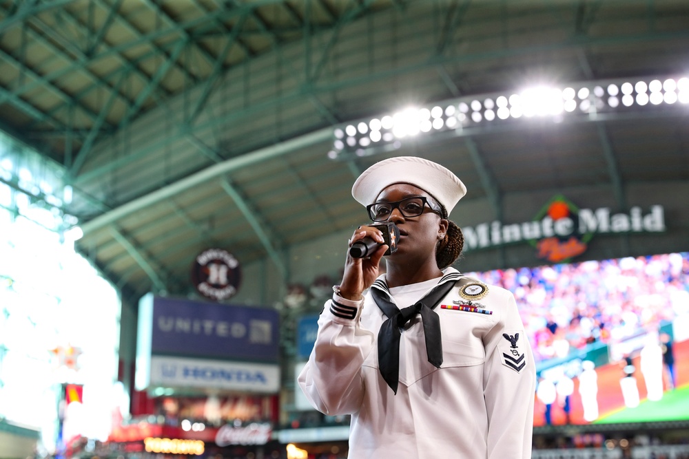 OS2 Giavanni Walker Sings National Anthem at Houston Astros Home Game