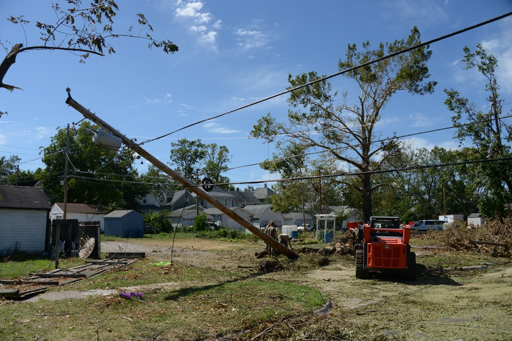 Bent power pole