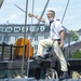 Boatswain’s Mate 1st Class Corey Van-Beveren participates in a reenactment of USS Constitution’s victorious battle