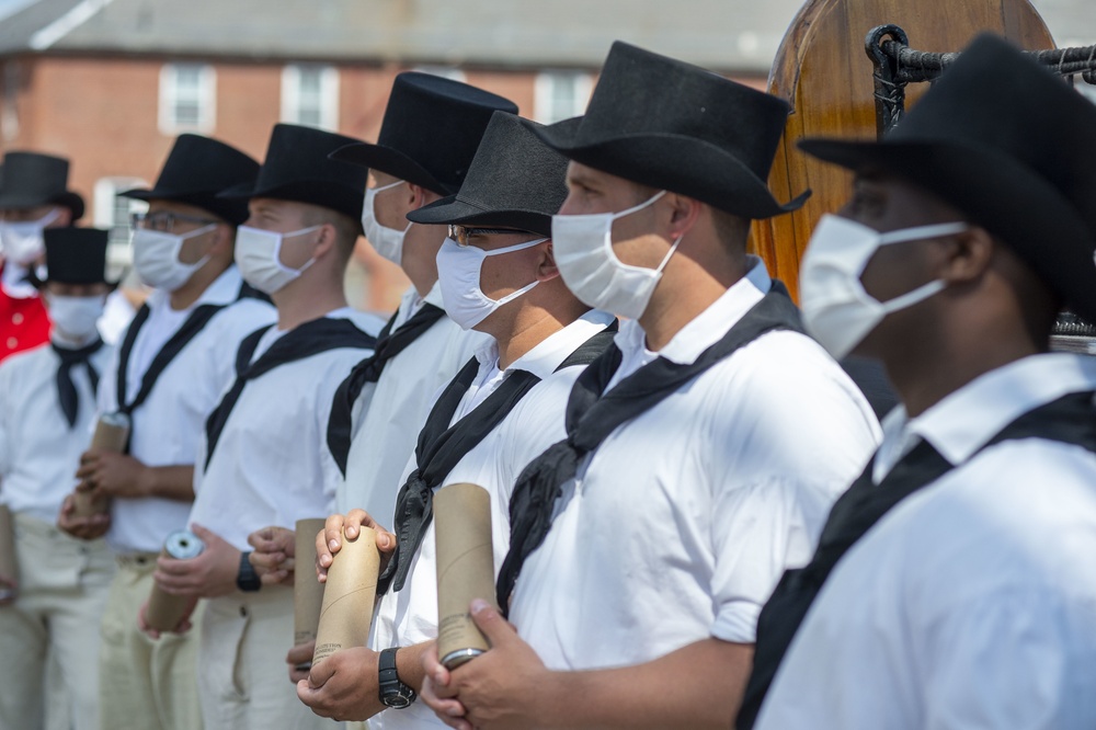 USS Constitution Sailors reenact the ship’s victorious battle