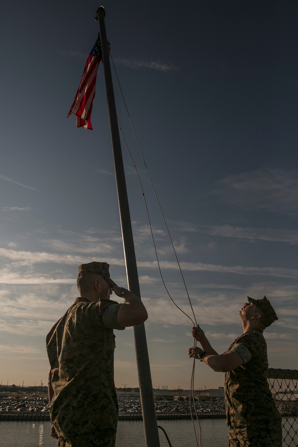 USS San Antonio Combat Cargo Marines Honor A Fallen Marine