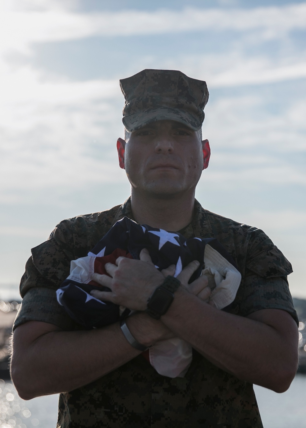 USS San Antonio Combat Cargo Marines Honor A Fallen Marine