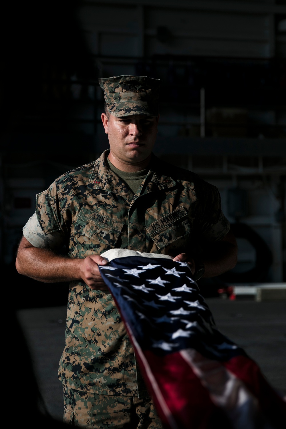 USS San Antonio Combat Cargo Marines Honor A Fallen Marine