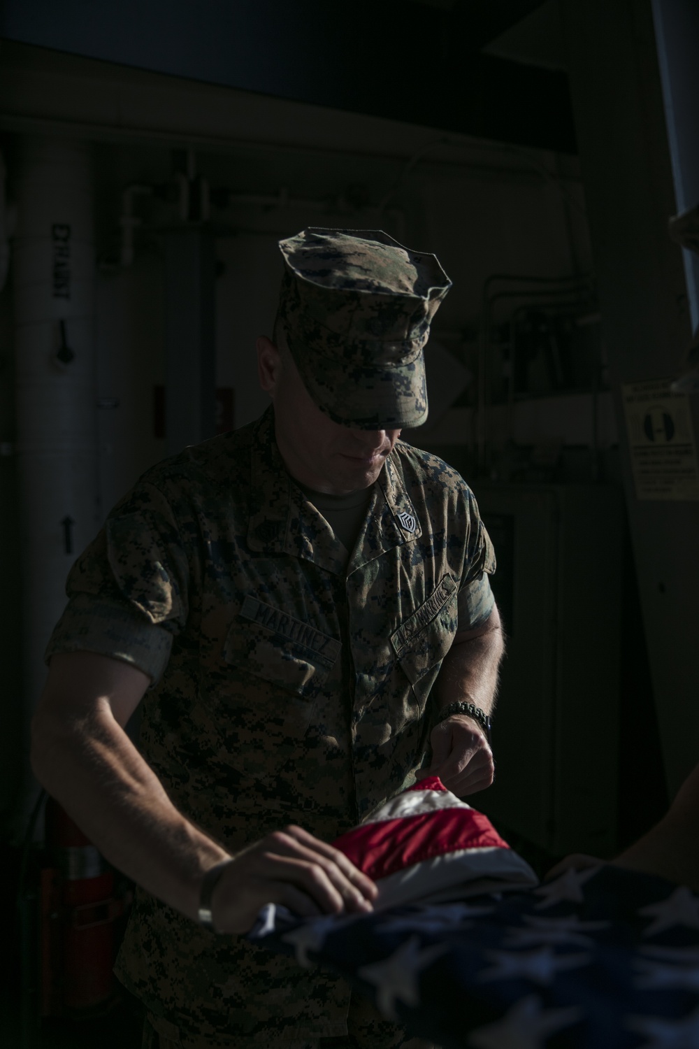 USS San Antonio Combat Cargo Marines Honor A Fallen Marine