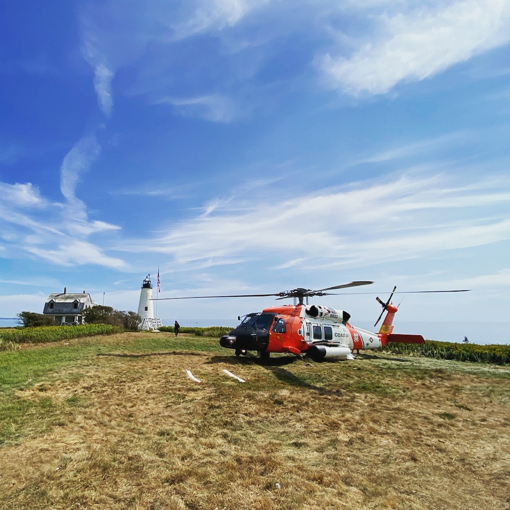 USCG MH-60 at Wood Island Light