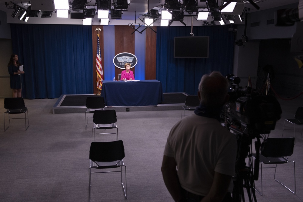 Under Secretary of Defense for Acquisition &amp; Sustainment Ellen Lord briefs the media.