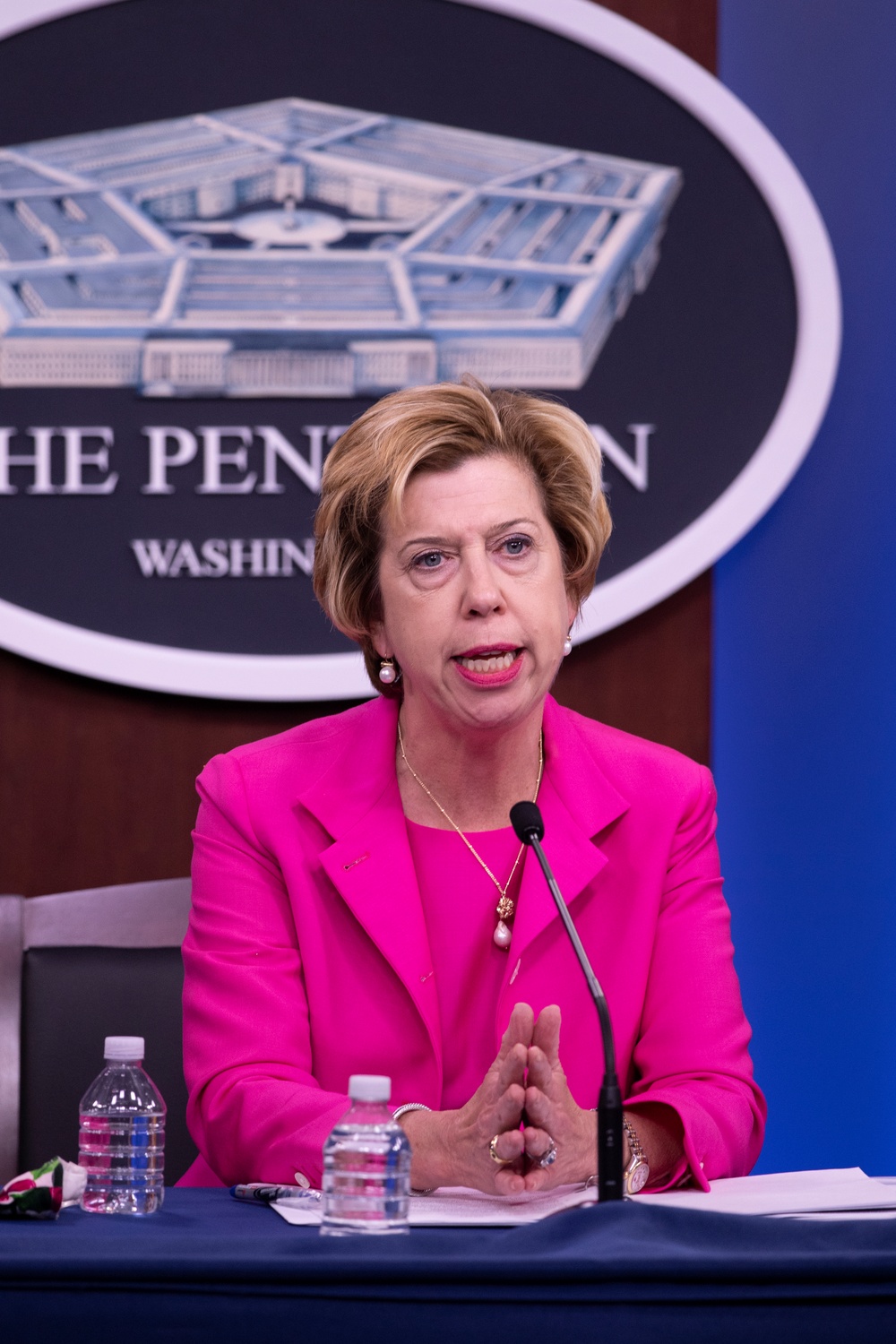 Under Secretary of Defense for Acquisition &amp; Sustainment Ellen Lord briefs the media.